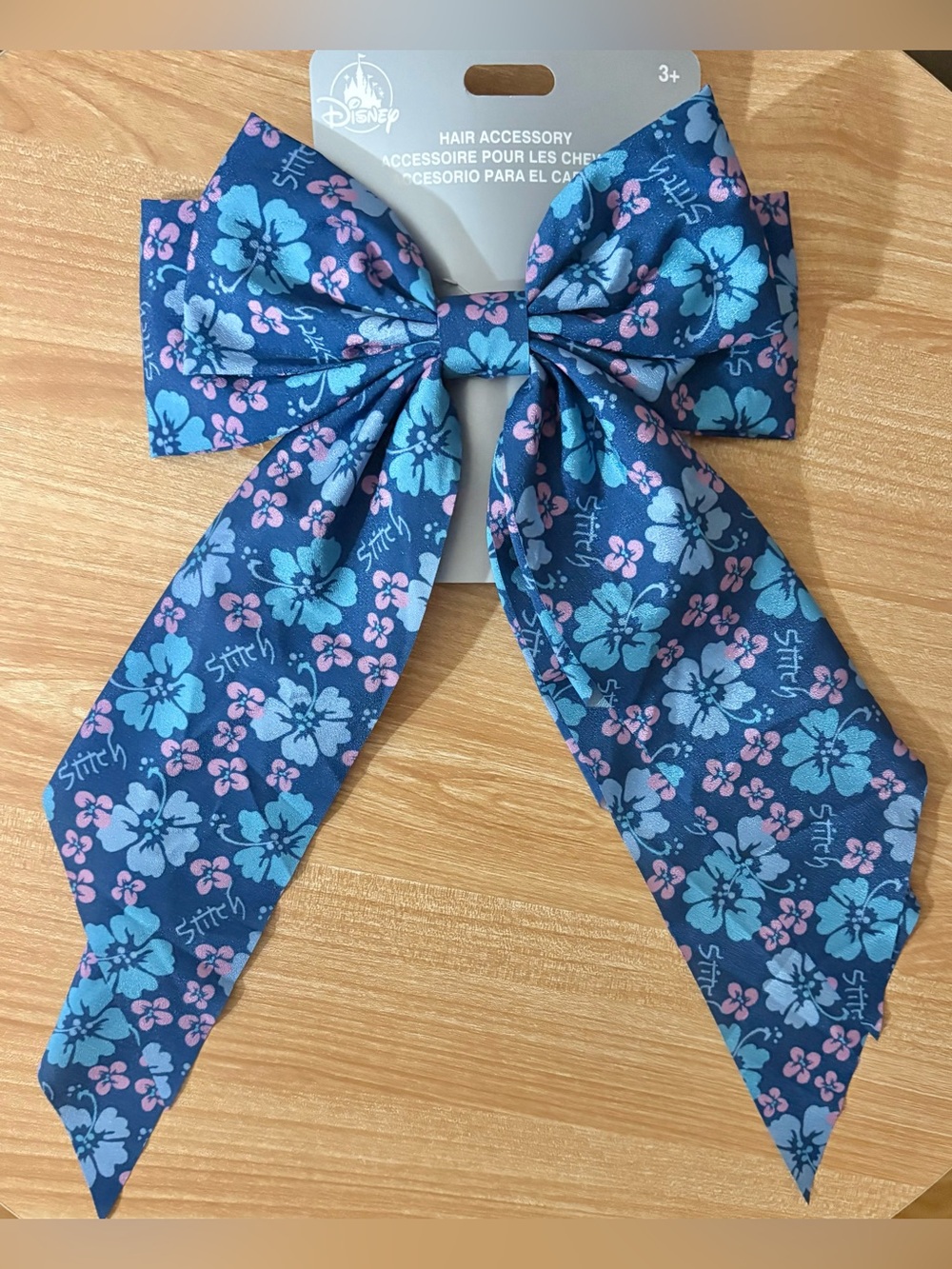 Disney Parks Lilo & Stitch Ribbon Bow Hair Barrette Coquette Hibiscus Blue NWT